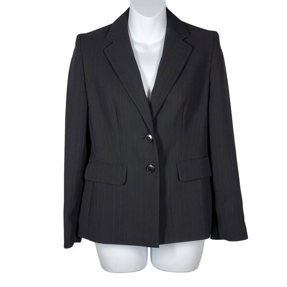 Ann Taylor LOFT Black Striped Jacket Blazer Size 0P - Picture 1 of 8